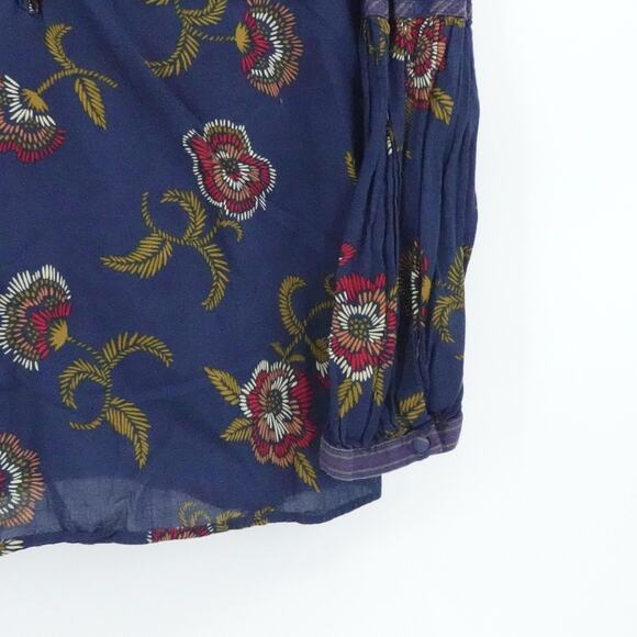 Madewell x Warm Shirt Womens Medium Floral Ruffle Long Sleeve Boho Fall Flowy - Picture 6 of 16